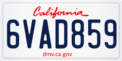 CA license plate 6VAD859