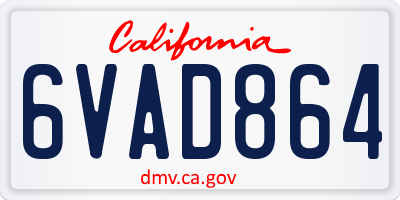 CA license plate 6VAD864