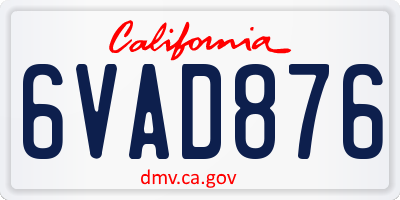 CA license plate 6VAD876