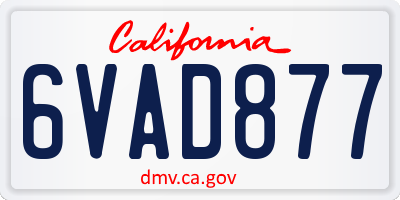 CA license plate 6VAD877