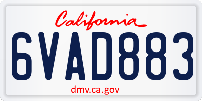 CA license plate 6VAD883