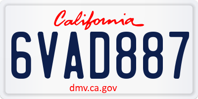 CA license plate 6VAD887