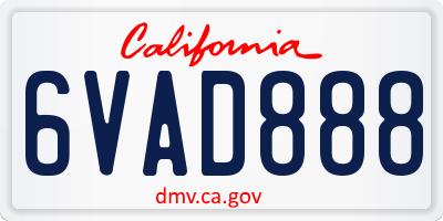 CA license plate 6VAD888