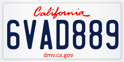 CA license plate 6VAD889