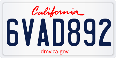 CA license plate 6VAD892