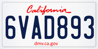 CA license plate 6VAD893