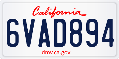 CA license plate 6VAD894