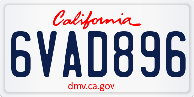 CA license plate 6VAD896