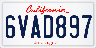 CA license plate 6VAD897