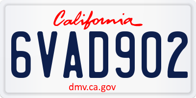 CA license plate 6VAD902