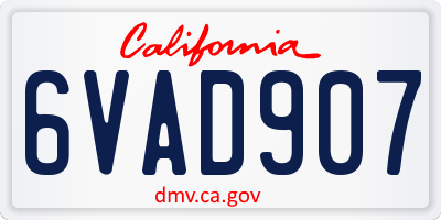 CA license plate 6VAD907