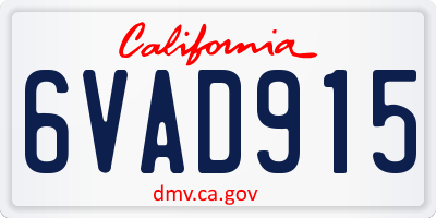 CA license plate 6VAD915