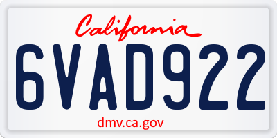 CA license plate 6VAD922