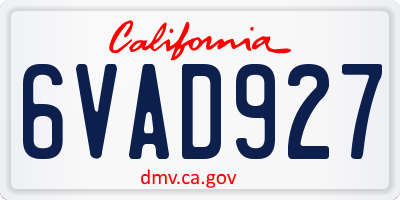 CA license plate 6VAD927