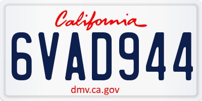 CA license plate 6VAD944