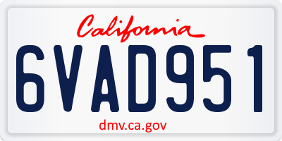 CA license plate 6VAD951