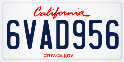 CA license plate 6VAD956