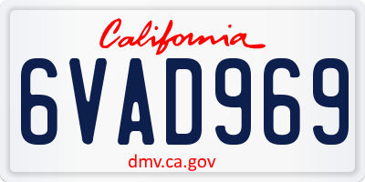 CA license plate 6VAD969