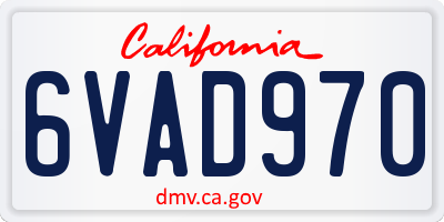 CA license plate 6VAD970