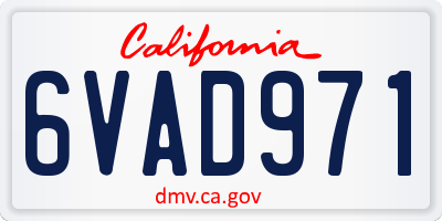 CA license plate 6VAD971