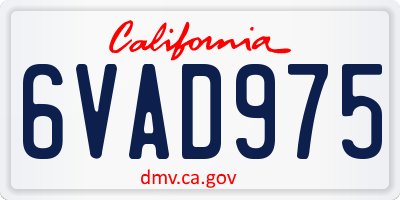 CA license plate 6VAD975