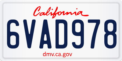 CA license plate 6VAD978