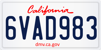 CA license plate 6VAD983