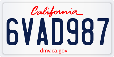 CA license plate 6VAD987