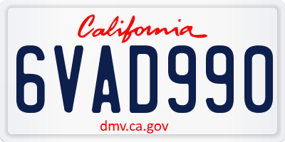 CA license plate 6VAD990