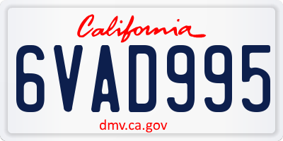 CA license plate 6VAD995