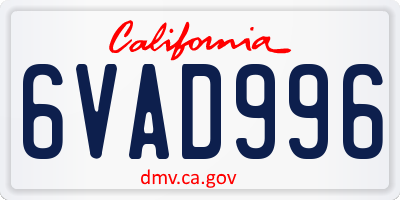 CA license plate 6VAD996