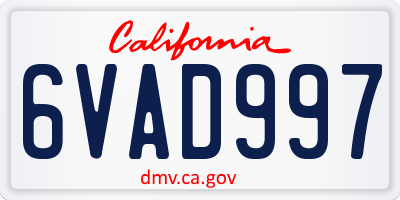 CA license plate 6VAD997