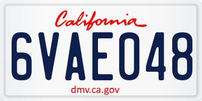 CA license plate 6VAE048
