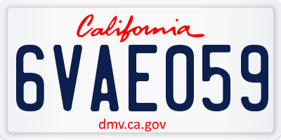 CA license plate 6VAE059