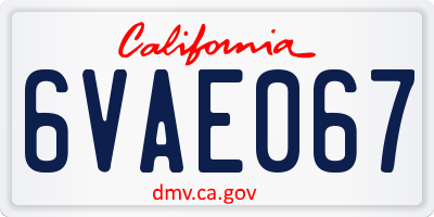 CA license plate 6VAE067