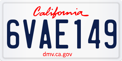 CA license plate 6VAE149