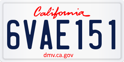 CA license plate 6VAE151