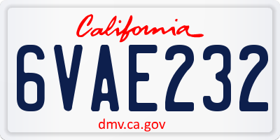 CA license plate 6VAE232
