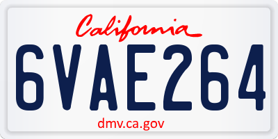 CA license plate 6VAE264