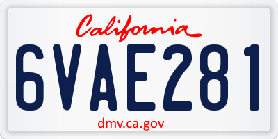 CA license plate 6VAE281