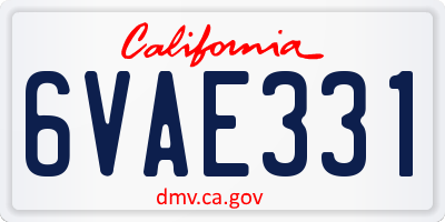 CA license plate 6VAE331