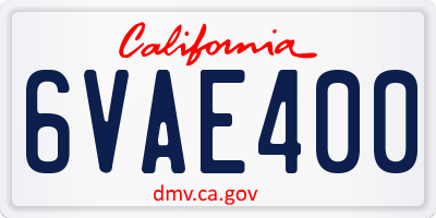 CA license plate 6VAE400