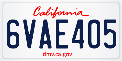 CA license plate 6VAE405