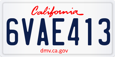 CA license plate 6VAE413