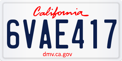 CA license plate 6VAE417