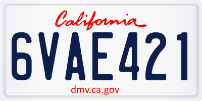 CA license plate 6VAE421