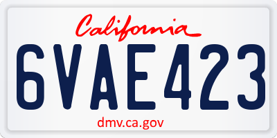 CA license plate 6VAE423