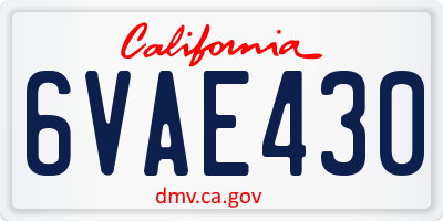 CA license plate 6VAE430