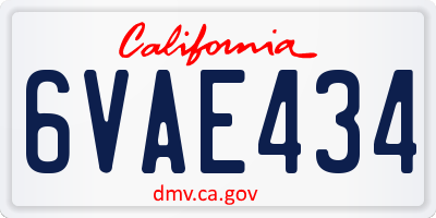 CA license plate 6VAE434