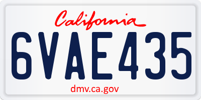 CA license plate 6VAE435